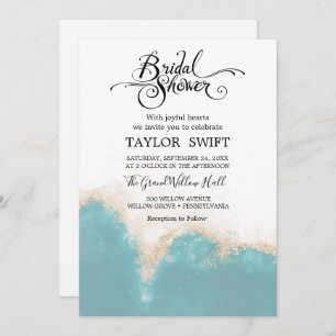 Aquarelle moderne Bleu Douche nuptiale Invitation