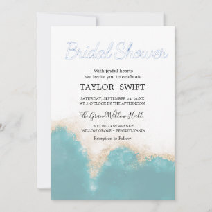 Aquarelle moderne Bleu Douche nuptiale Invitation