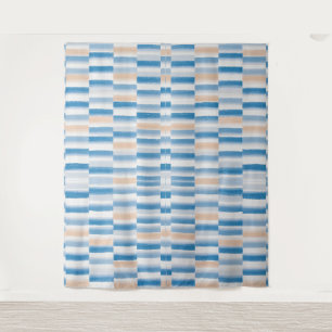 Aquarelle moderne bleu pêche Tapisserie rayée