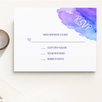 Aquarelle moderne bleu pourpre RSVP Insérer des ca