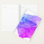 Aquarelle moderne bleu rose | Ajouter un nom<br><div class="desc">Magnifique planificateur quotidien personnalisé moderne / calendrier pour une fille / femme.  Rose,  violet,  bleu,  turquoise aquarelle (aquarelle) design avec option pour ajouter nom ou message.  Parfait pour l'école,  les affaires,  ou personnel.</div>