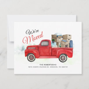 Aquarelle moderne Camion rouge Faire-part de dépla