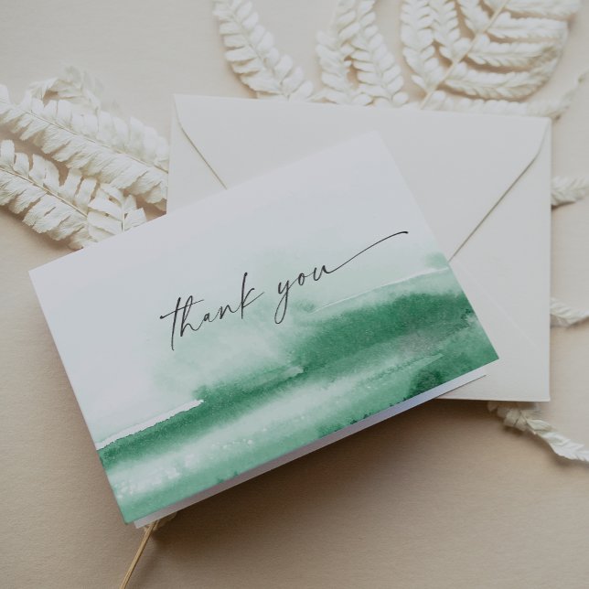 Aquarelle moderne | Carte de remerciements vert (Créateur téléchargé)