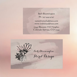 Aquarelle moderne Carte de visite fleuri rose