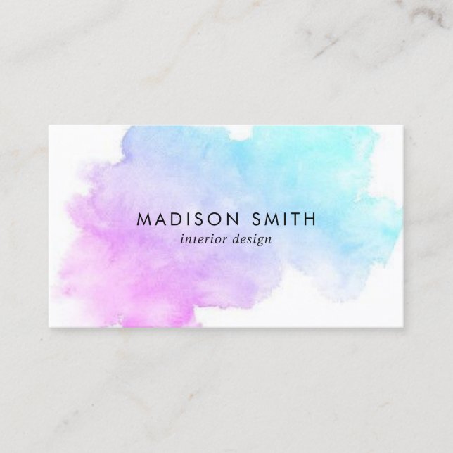 Aquarelle moderne | CARTE DE VISITE TURQUOISE (Devant)