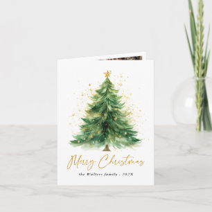 Aquarelle moderne Carte photo d'arbre de Noël