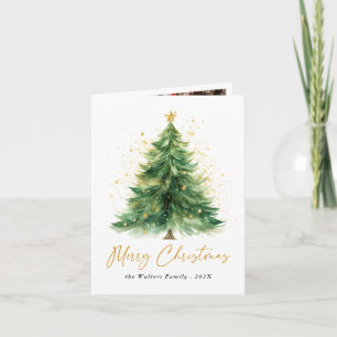 Aquarelle moderne Carte photo d'arbre de Noël