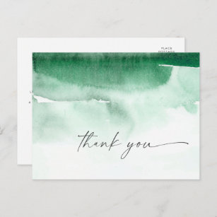 Aquarelle moderne   Carte postale Merci vert