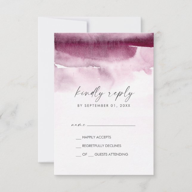 Aquarelle moderne | Carte RSVP simple rouge (Devant)