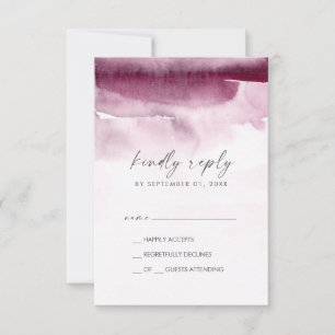 Aquarelle moderne Carte RSVP simple rouge