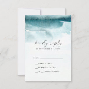 Aquarelle moderne Carte Turquoise RSVP simple