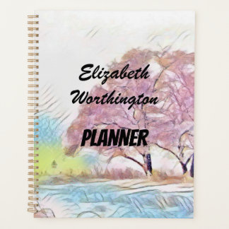 Aquarelle moderne des arbres de couleur pastel