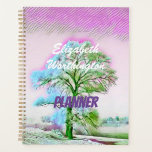 Aquarelle moderne des arbres enneigés colorés