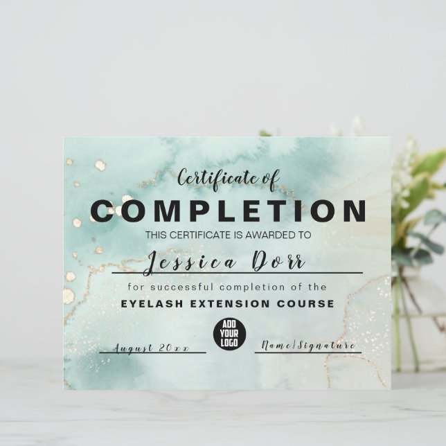 Aquarelle moderne élégante Vert et Or (Debout devant)