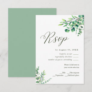 Aquarelle moderne Eucalyptus Verdure Mariage RSVP