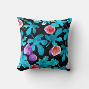 Aquarelle moderne Figes Fruit sur oreiller à Throw
