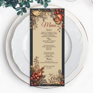 Aquarelle moderne Floral Elégant Mariage Menu