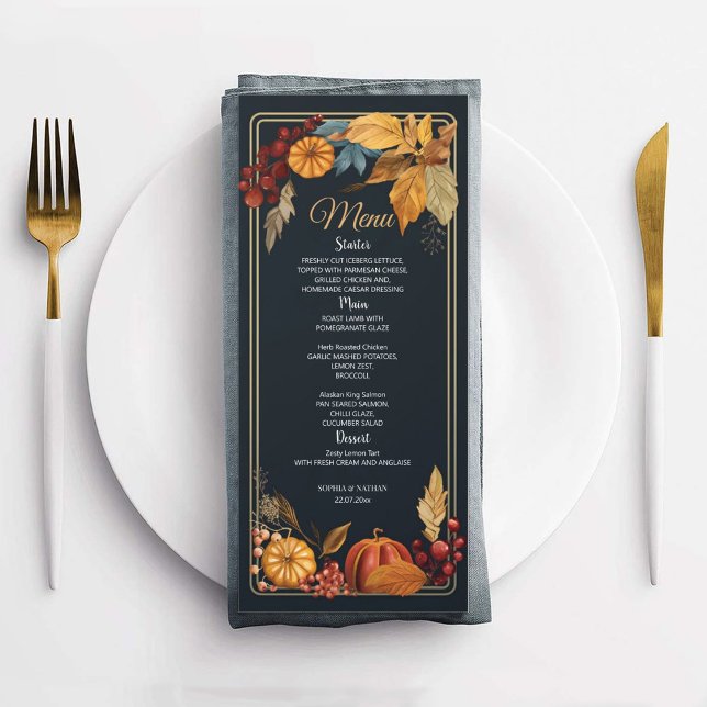 Aquarelle moderne Floral Elégant Mariage Menu (Créateur téléchargé)