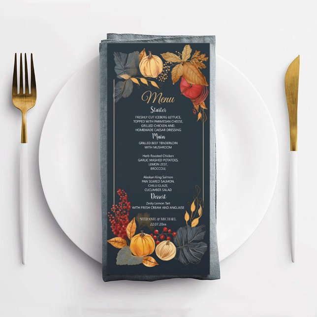 Aquarelle moderne Floral Elégant Mariage Menu (Créateur téléchargé)