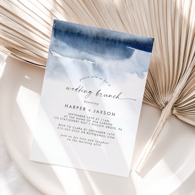 Aquarelle moderne | Invitation Mariage bleu Brunch (Créateur téléchargé)