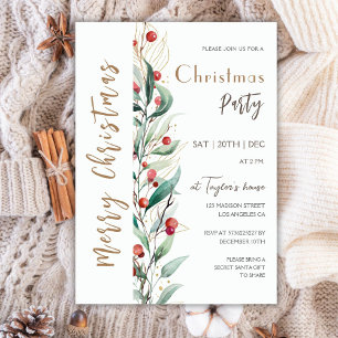 Aquarelle moderne Joyeux Noël Fête Invitation