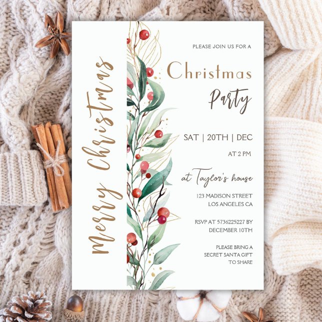 Aquarelle moderne Joyeux Noël Fête Invitation (Créateur téléchargé)