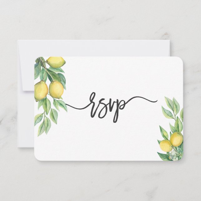Aquarelle moderne Lemon Mariage tropical RSVP (Devant)