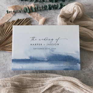 Aquarelle moderne   Livre d'hôtes Mariage bleu