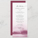 Aquarelle moderne | Menu Dîner Mariage Rouge<br><div class="desc">Cette carte de menu moderne couleur mariage rouge aquarelle est parfaite pour un mariage contemporain élégant. La collection design minimaliste, classique et élégante présente de simples touches de peinture couleur à l'eau dans de jolis tons bijoux. Ce menu peut être utilisé pour une réception de mariage, un dîner de répétition...</div>