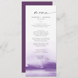 Aquarelle moderne Menu Dîner Mariage violet