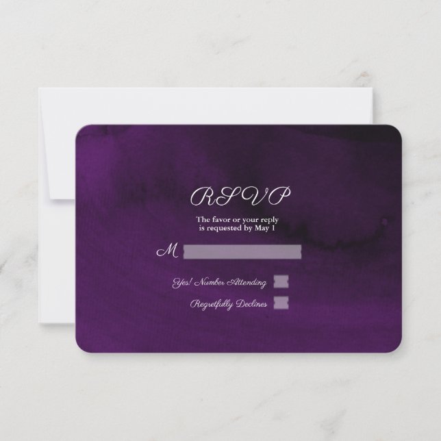 Aquarelle moderne Moody Royal Purple RSVP Réponse (Devant)