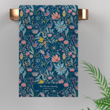 Aquarelle moderne nom de famille floral personnali