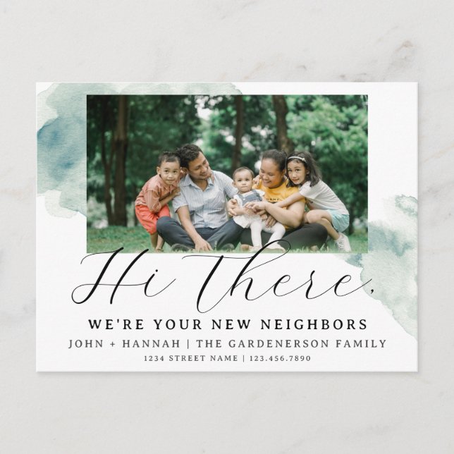 Aquarelle moderne Nouvelle carte postale voisine (Devant)