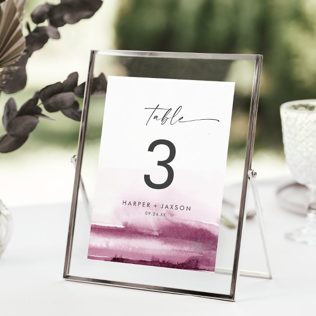 Aquarelle moderne | Numéro de table rouge (Créateur téléchargé)