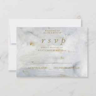 Aquarelle moderne Or Bleu Marbre Mariage RSVP
