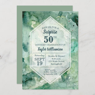 Aquarelle moderne peinte en vert Invitations d'ann