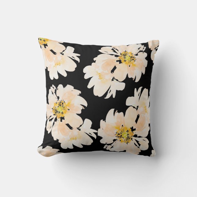 Aquarelle moderne Peony rose floral oreiller à lan (Recto)