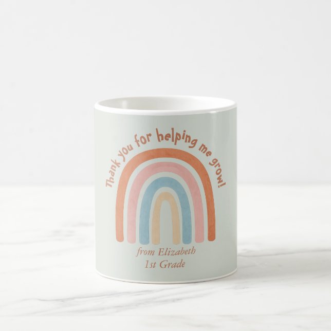 Aquarelle moderne Rainbow Teacher Merci Mug (Centre)