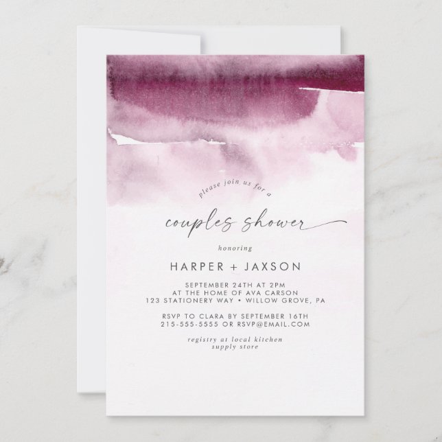 Aquarelle moderne | Red Couples Shower Invitation (Devant)