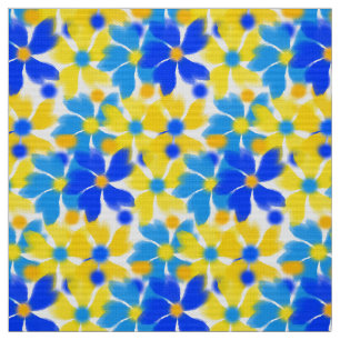 Aquarelle moderne tissu Fleurs jaunes et bleues