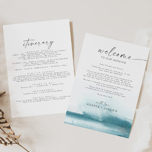 Aquarelle moderne Turquoise Bienvenue Lettre & Iti