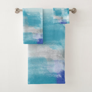 Aquarelle moderne turquoise et gris Art Abstrait
