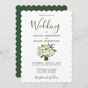 Aquarelle moderne Vert mariage floral Invitation