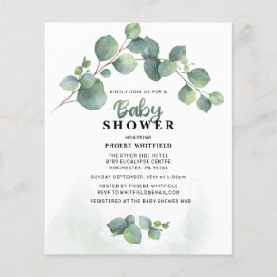 Aquarelle moderne verte Baby shower Invitation