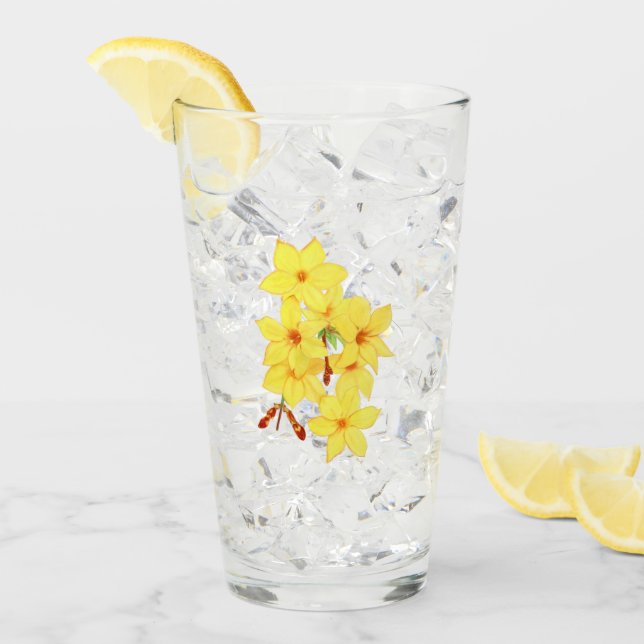 Aquarelle moderne Yasmine Fleur de verre Coupe (Devant glace)