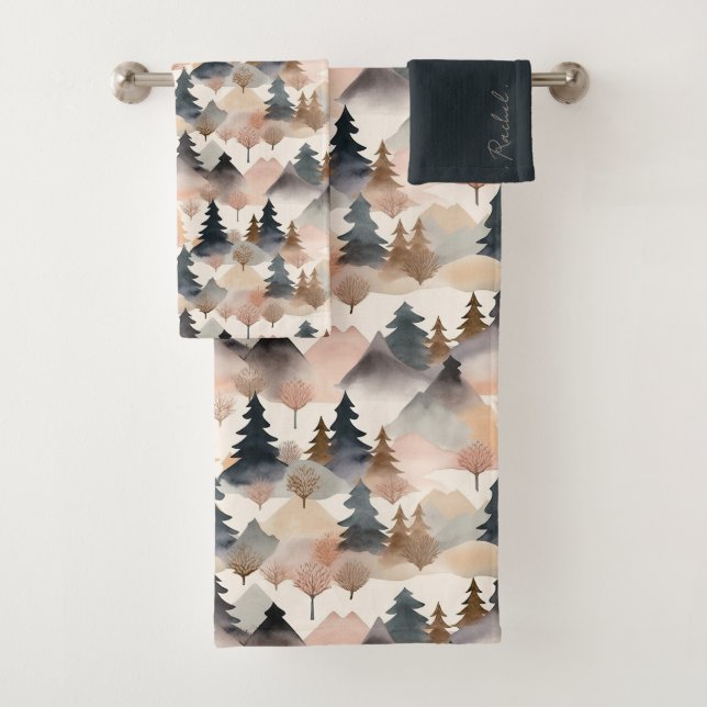 Aquarelle Monogramme Boho de l'arbre de montagne (En situation)