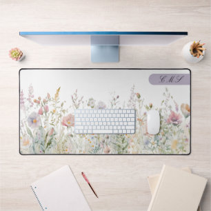 Aquarelle monogramme Fleurs sauvages prairie flora