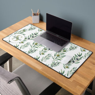 Aquarelle Monogramme Nom Motif Branches d'Olivier