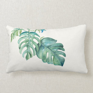 Aquarelle Monstera Leaf Lumbar Coussin