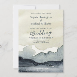Aquarelle Monts Faire-part de mariage numérique QR